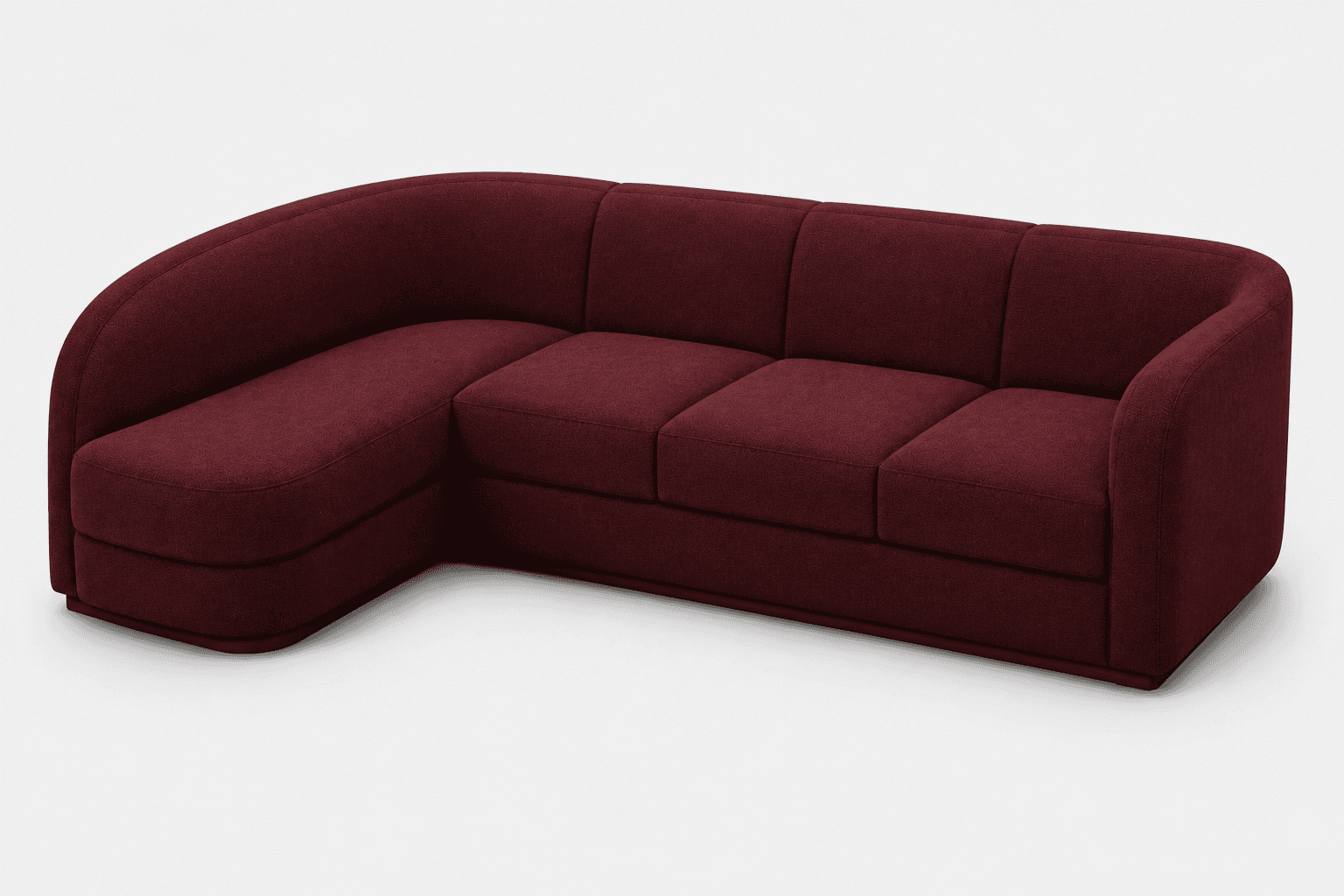A contemporary L-shaped sectional sofa featuring a chaise lounge extension, upholstered in a rich bu… — 3D model