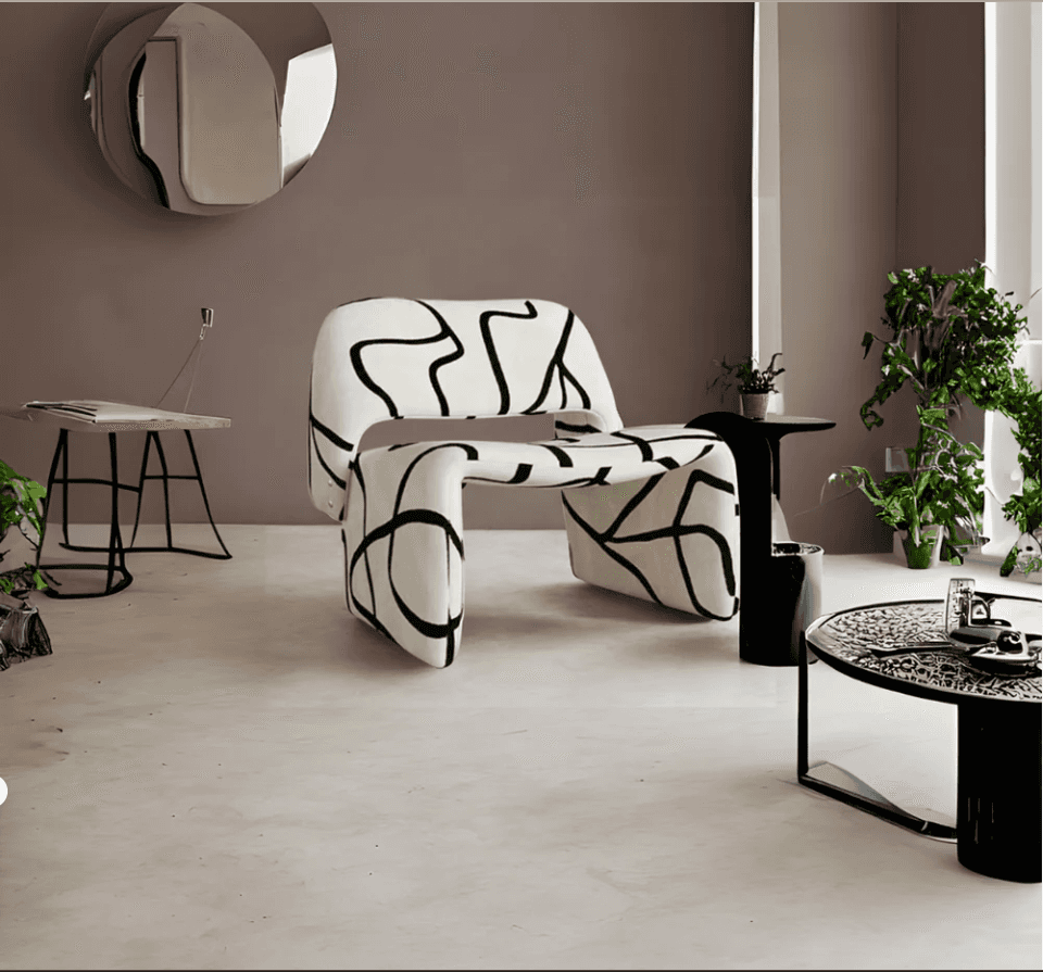 A low-profile, upholstered lounge chair featuring a distinctive, continuous sculptural form. The cha… — 3D model