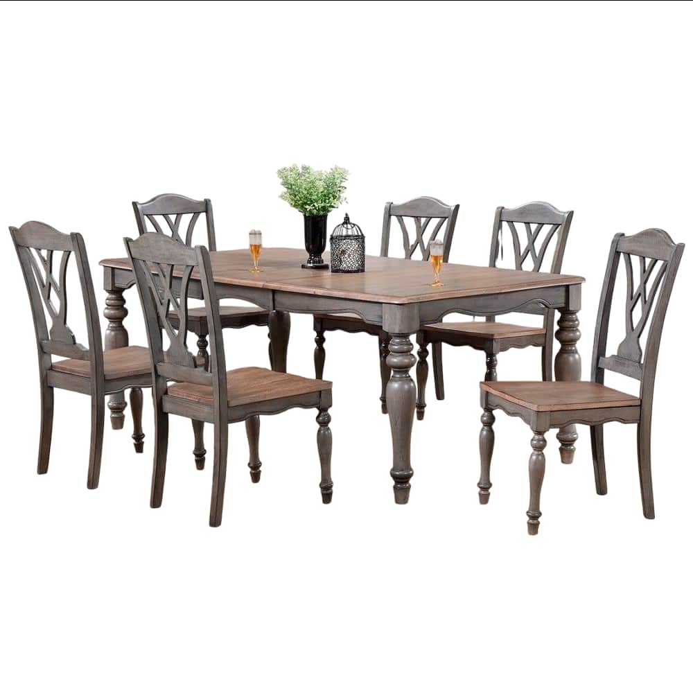 A wooden dining chair featuring a distinctive carved open-work backrest, a solid wood seat, and turn… — 3D model
