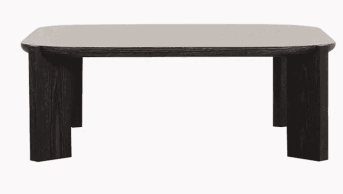A modern coffee table featuring a rectangular top with gently rounded corners, likely crafted from c… — 3D model