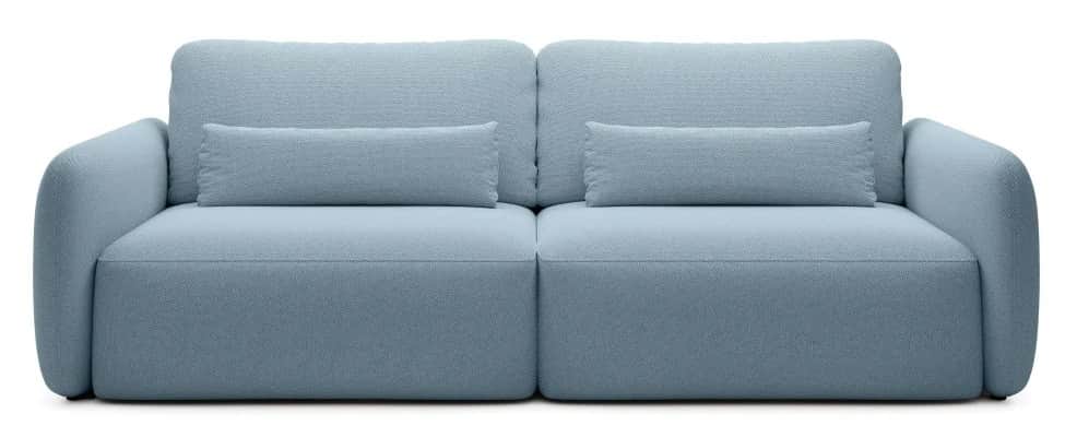 A light blue upholstered two-seater sofa with soft, rounded contours, featuring two seat cushions, t… — free STL 3D model