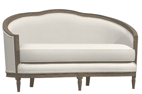 A two-seater sofa with a curved back and upholstered seat and backrest. The sofa features a visible… — 3D model