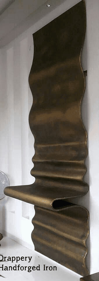 A highly sculptural chair crafted from a single sheet of patinated bronze or a similar metal, featur… — free OBJ 3D model
