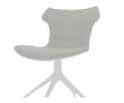 A modern grey upholstered chair with a contoured backrest and seat, mounted on a polished metallic f… — 3D model