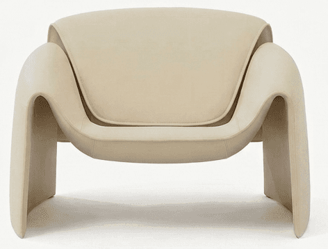 A cream-colored, contemporary lounge chair characterized by its smooth, sculptural form and thick, u… — 3D model