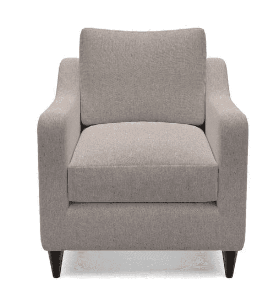 A contemporary armchair with clean lines and a plush appearance. It features a high back cushion and… — 3D model
