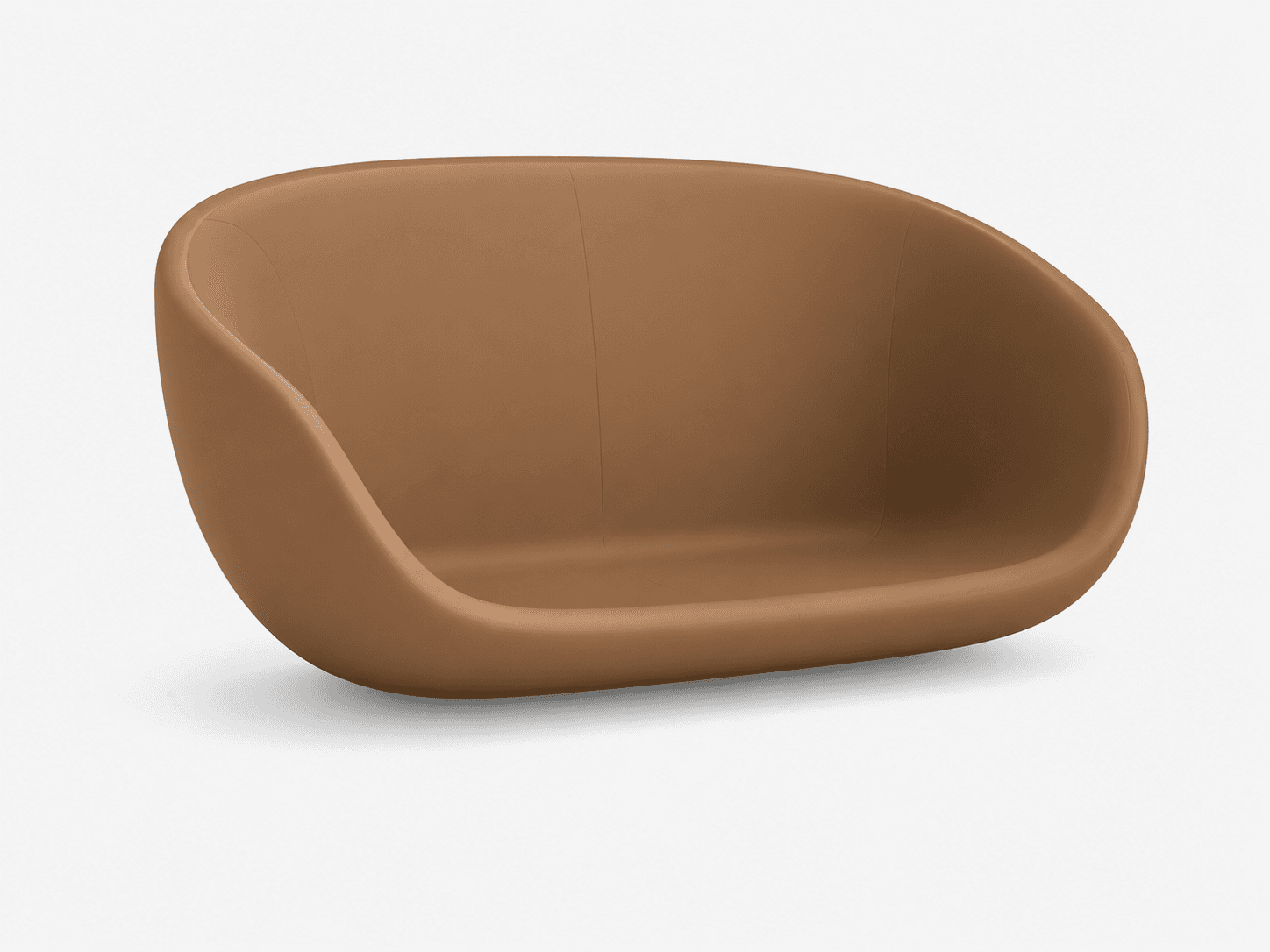 A contemporary, legless two-seater lounge seat featuring a smooth, continuously molded form in a war… — 3D model