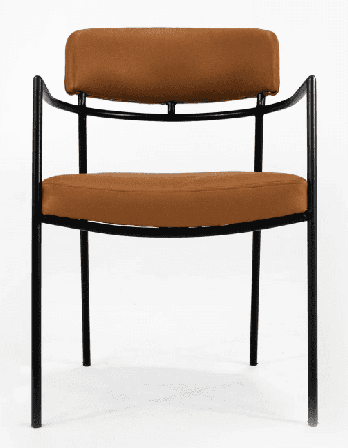 A modern armchair with a metal frame and upholstered seat and backrest. The frame consists of slende… — free OBJ 3D model