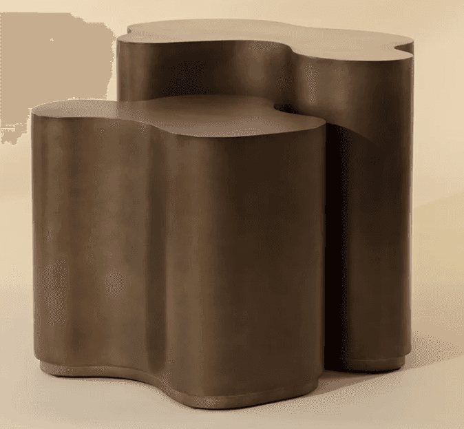 A pair of abstract, organic-shaped side tables with a bronze-like finish. The tables have a sculptur… — free STL 3D model