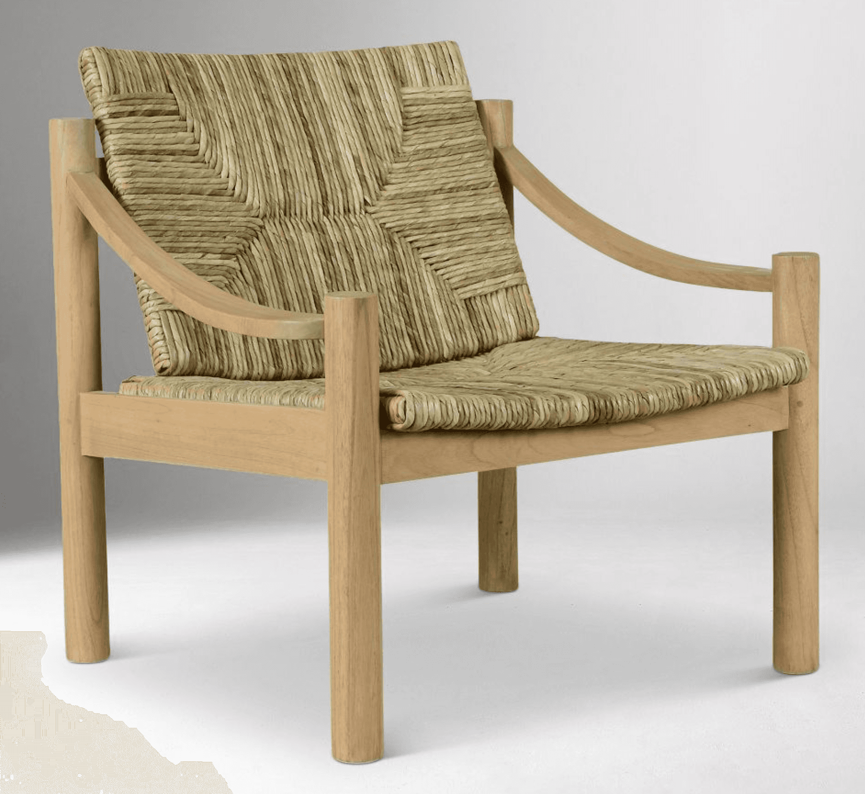 A low-profile lounge chair featuring a sturdy light-toned solid wood frame and a seat and backrest c… — 3D model