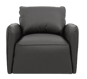 A dark grey, upholstered recliner armchair, featuring thick cushioning on the backrest, seat, and ar… — 3D model