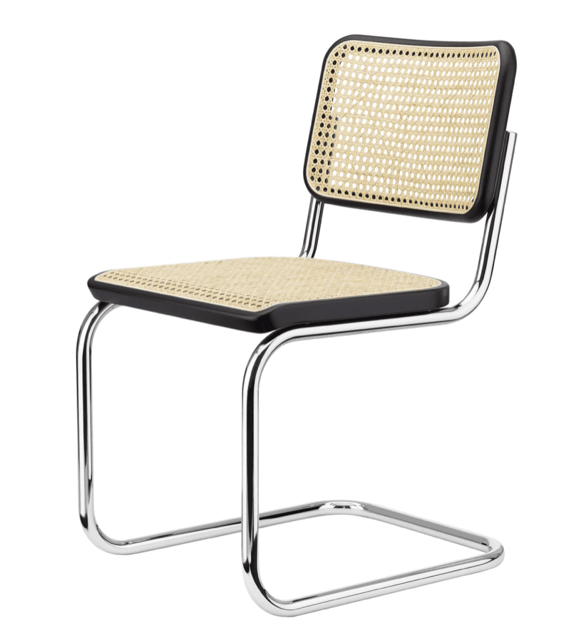A modern side chair featuring a tubular chrome frame with a cantilever base. The seat and backrest a… — 3D model
