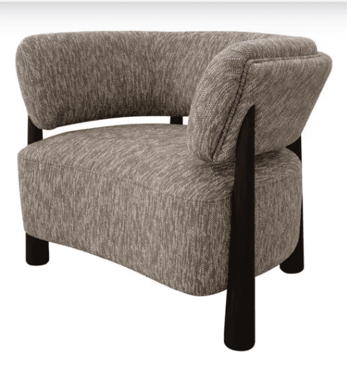 A contemporary accent chair featuring an asymmetrical design with a single wide armrest. The chair i… — 3D model