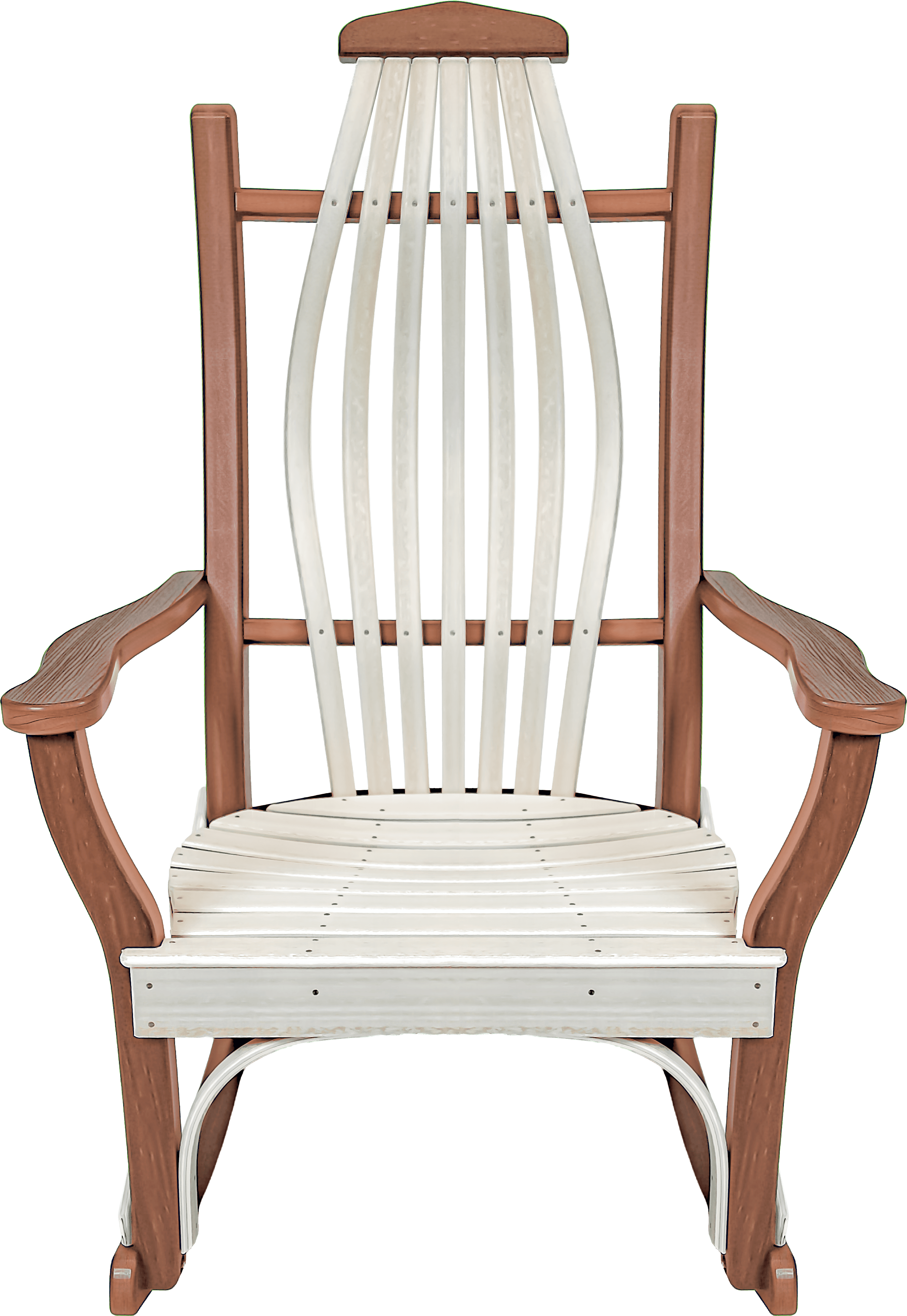 A robust rocking chair designed with an Adirondack aesthetic, featuring a two-tone construction. The… — 3D model