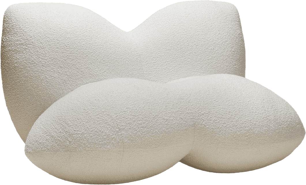 A modern, amorphous armchair with a textured, off-white upholstery. The design features soft, rounde… — 3D model