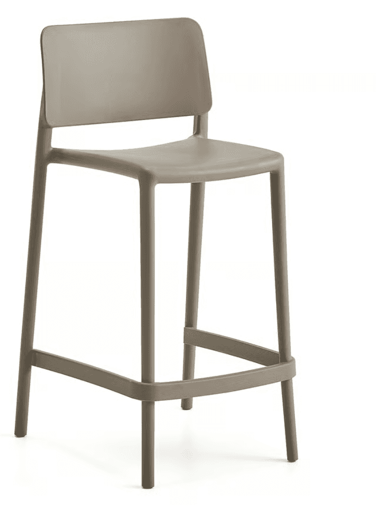 A contemporary bar stool featuring a single-piece molded design from polypropylene, in a neutral tau… — 3D model