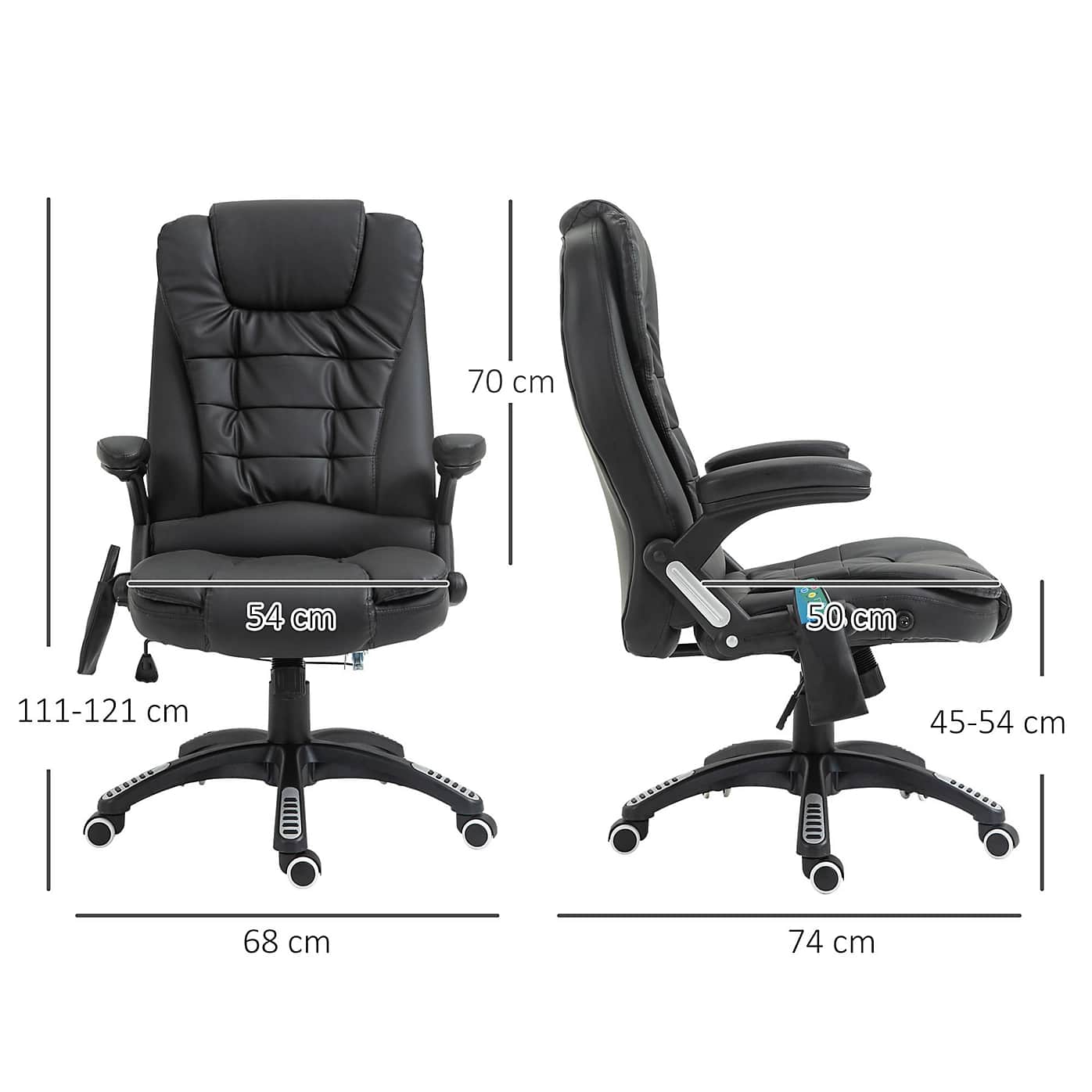 A black high-back ergonomic executive office chair, featuring plush faux leather upholstery with a d… — 3D model