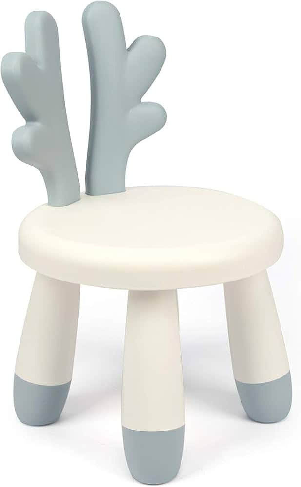 A whimsical children's chair featuring a light off-white circular seat and four stout legs, compleme… — 3D model