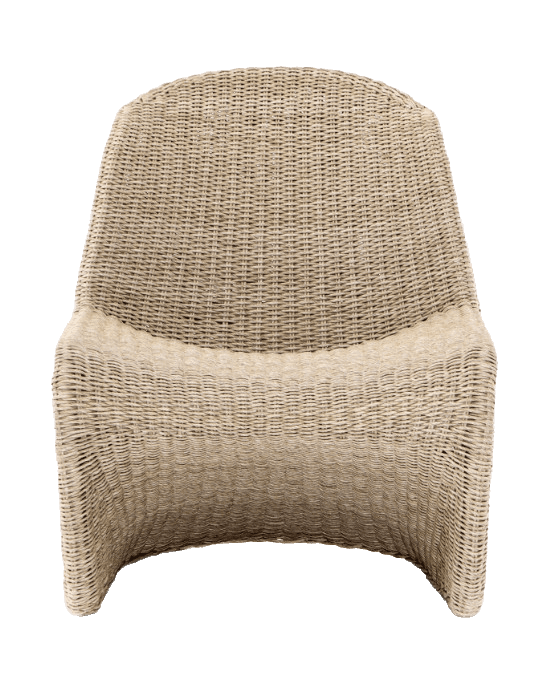 A woven armchair with a curved back and seat. The chair is constructed from a woven material, likely… — 3D model