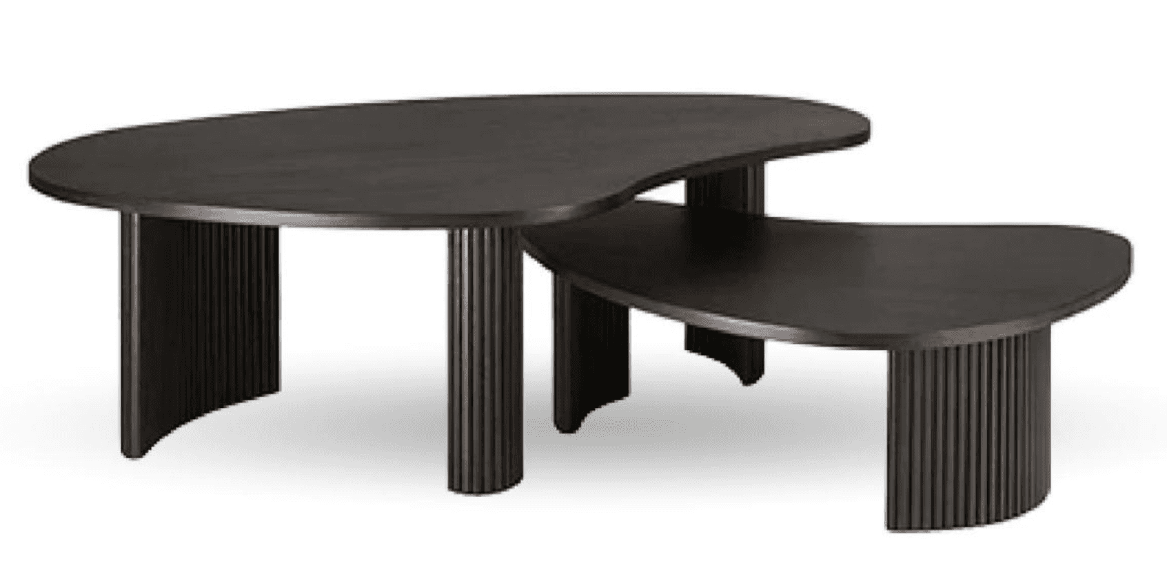 A set of two nesting coffee tables with an organically shaped, kidney-bean-like tabletop. The tables… — free FBX 3D model