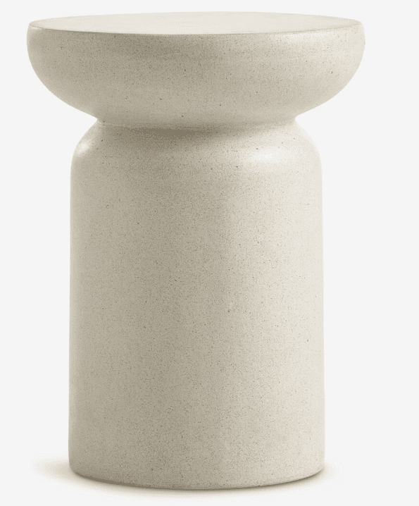 A cylindrical side table with a rounded top and a narrower, hourglass-shaped middle section. The sur… — 3D model