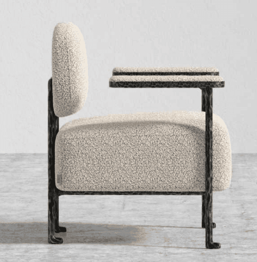 A single accent chair with a textured, bouclé upholstery on the seat, back, and armrests. The frame… — 3D model