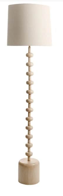A contemporary floor lamp featuring a light-toned wooden construction. The lamp consists of a sturdy… — 3D model