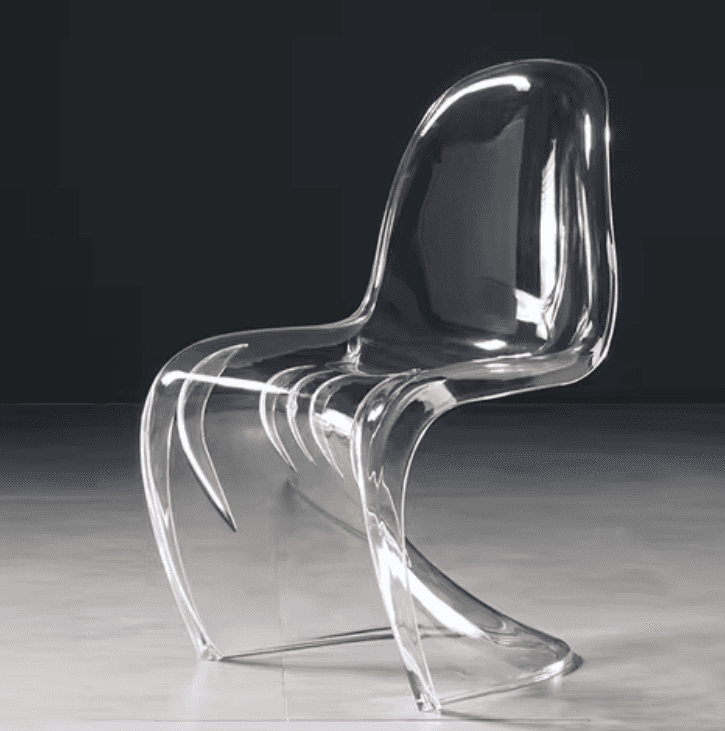 A modern, transparent acrylic chair with a distinctive S-shaped silhouette. The chair features a con… — free FBX 3D model
