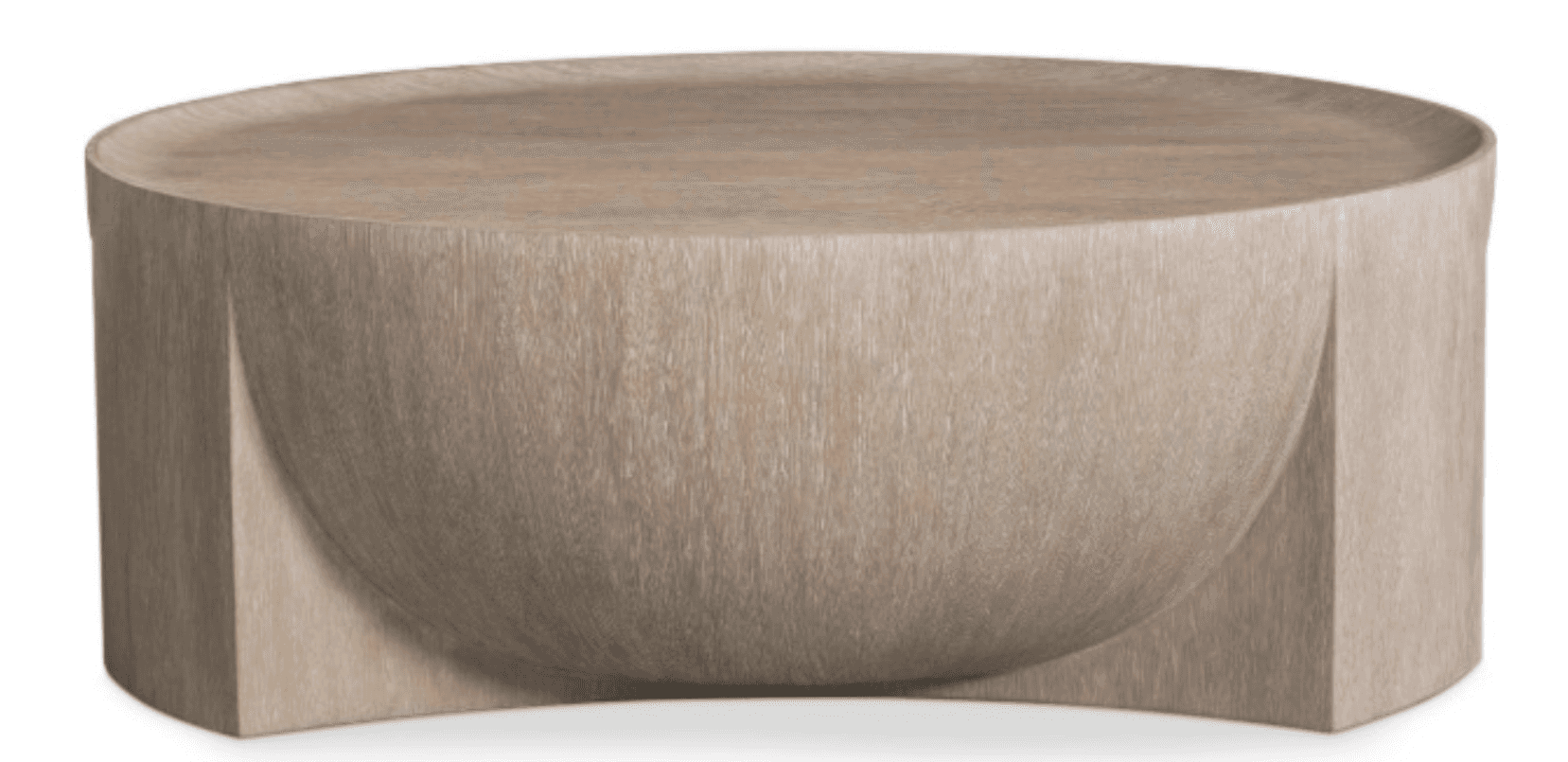 A contemporary coffee table with a rounded, drum-like base featuring a carved-out concave section. T… — 3D model