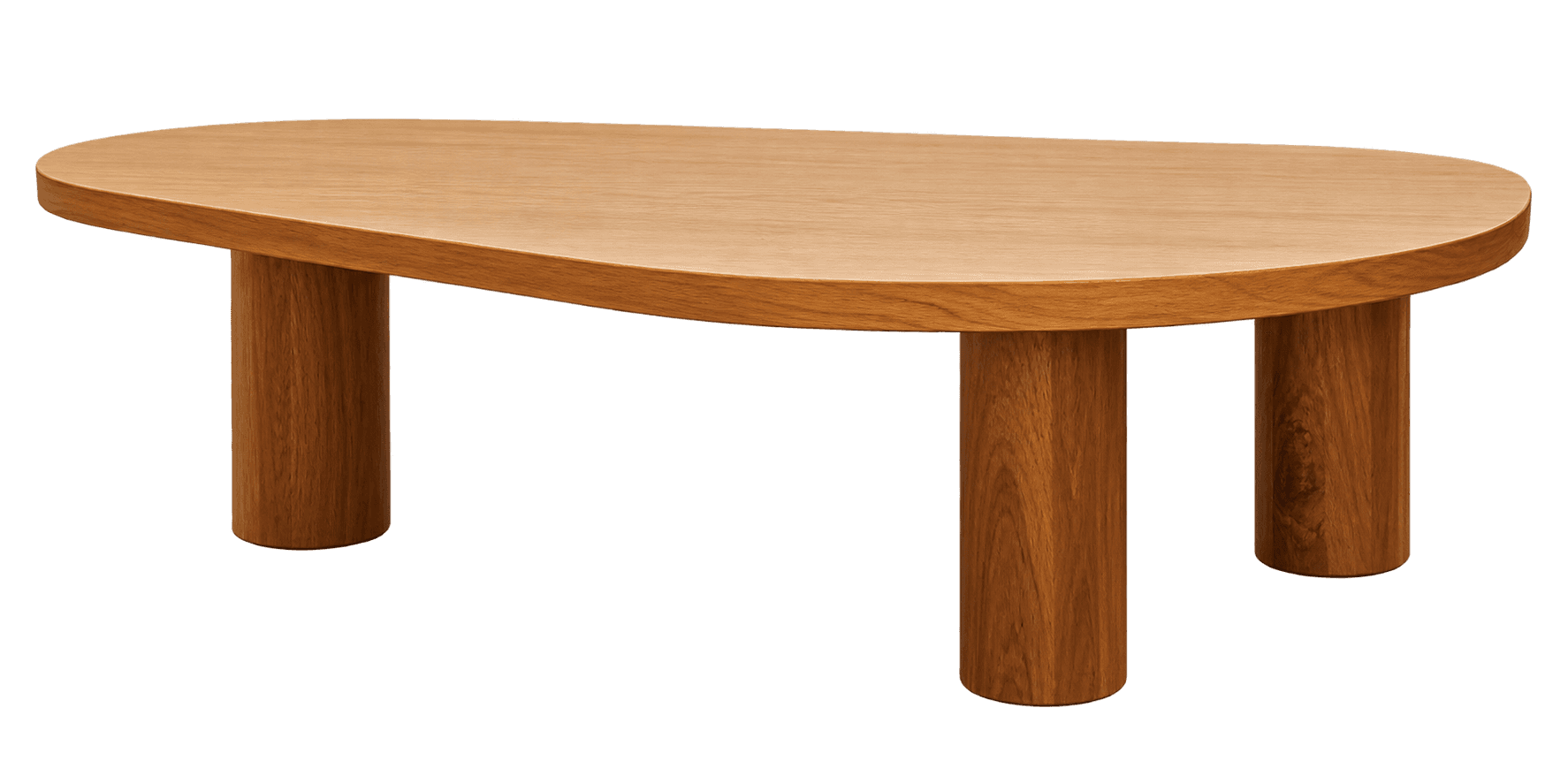 A low-profile modern coffee table crafted from light-toned solid wood, featuring an irregularly-shap… — 3D model
