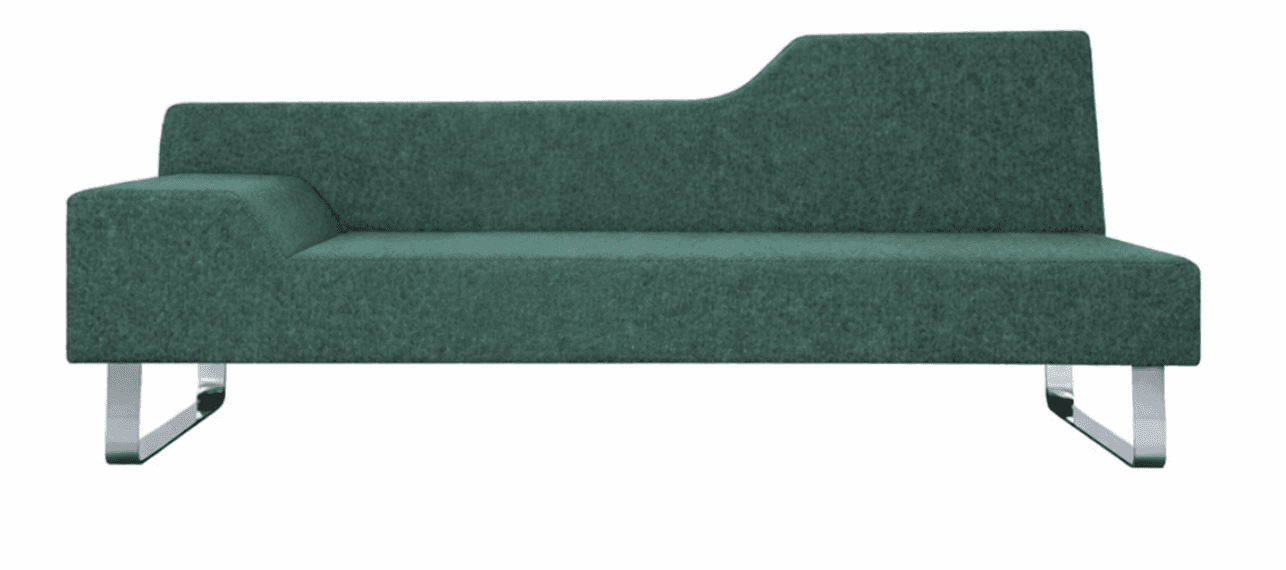 A modern sofa with a chaise lounge extension on the left side. The sofa features a solid, blocky for… — 3D model