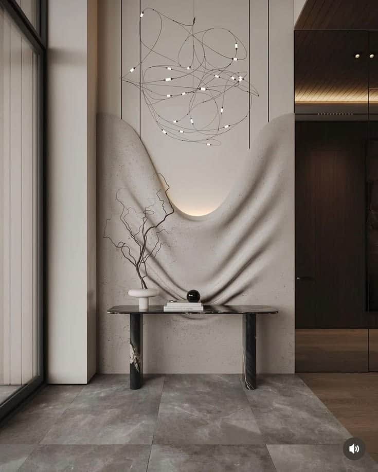 A contemporary abstract sculptural LED chandelier characterized by an intricate, free-flowing networ… — 3D model