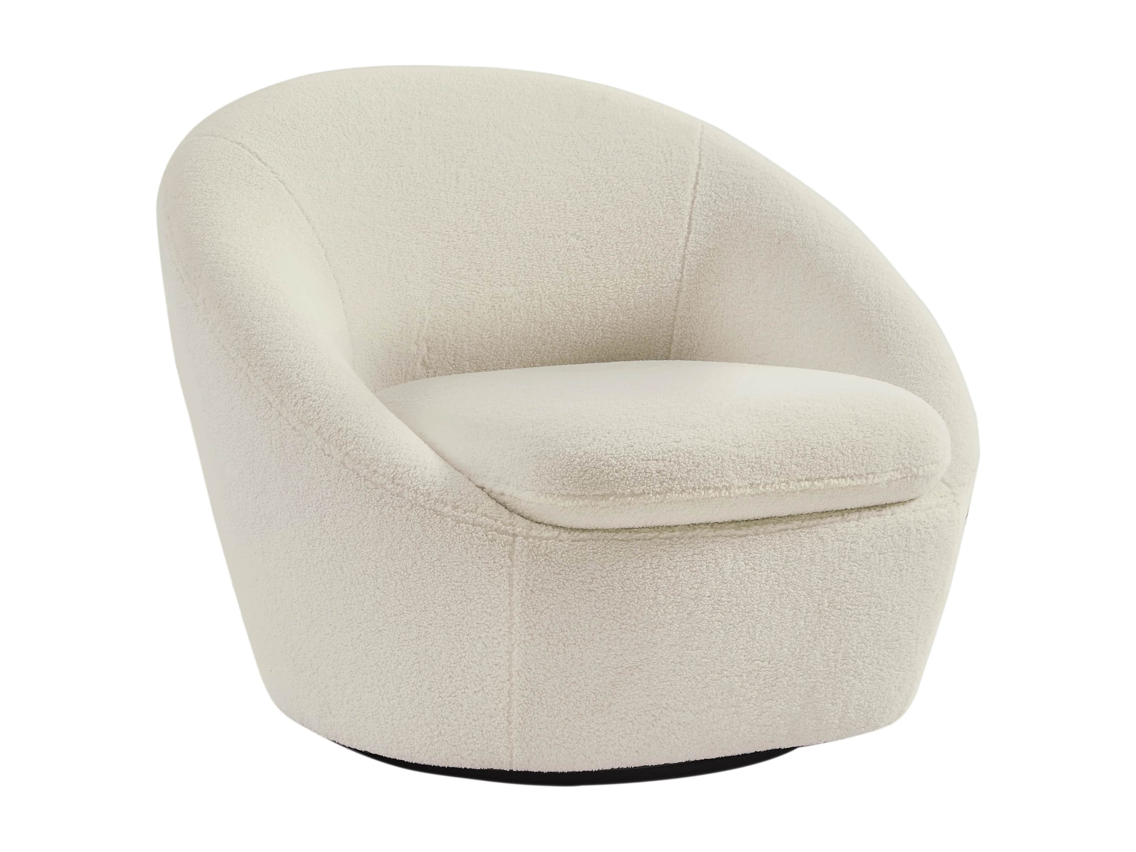 A modern armchair with a rounded, upholstered form. The chair features a high, curved backrest that… — free OBJ 3D model