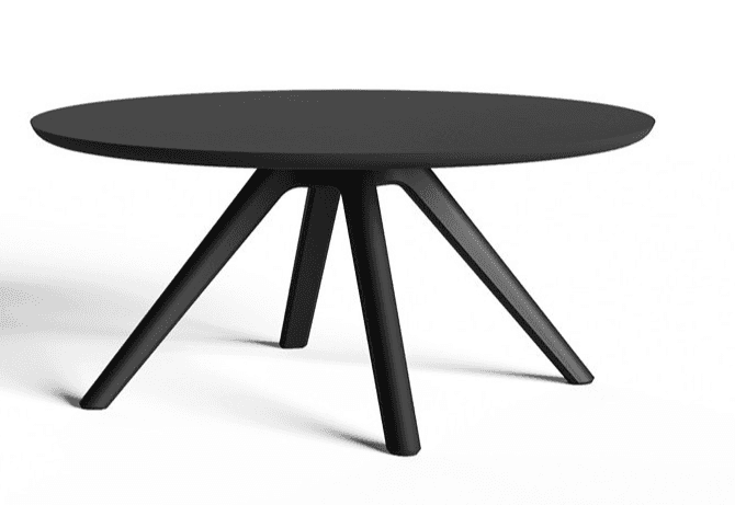 A modern, round coffee table with a matte black finish. The tabletop is circular and appears to be r… — 3D model