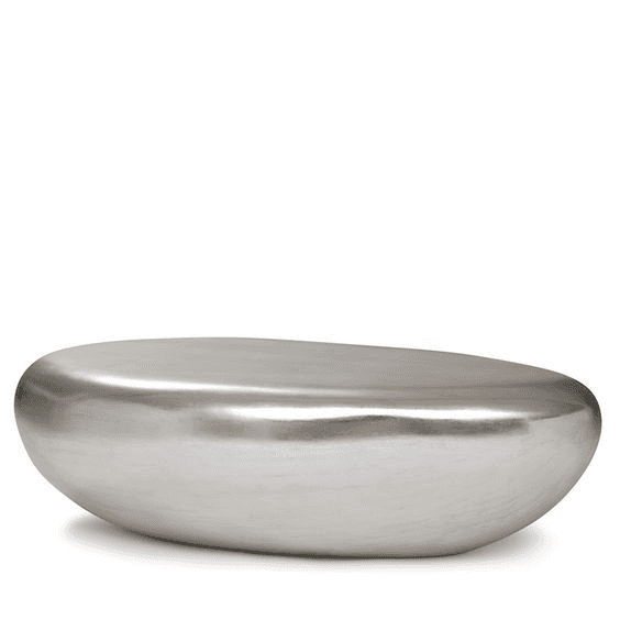 A contemporary coffee table with an organic, pebble-like form. It features a smooth, seamless surfac… — 3D model