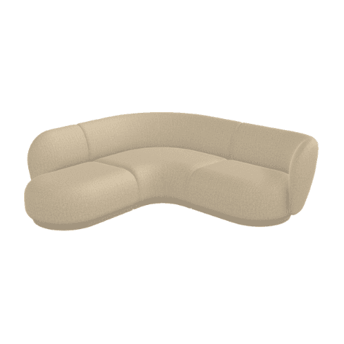 A contemporary, curved sectional sofa with a plush, textured upholstery. The sofa features rounded a… — 3D model