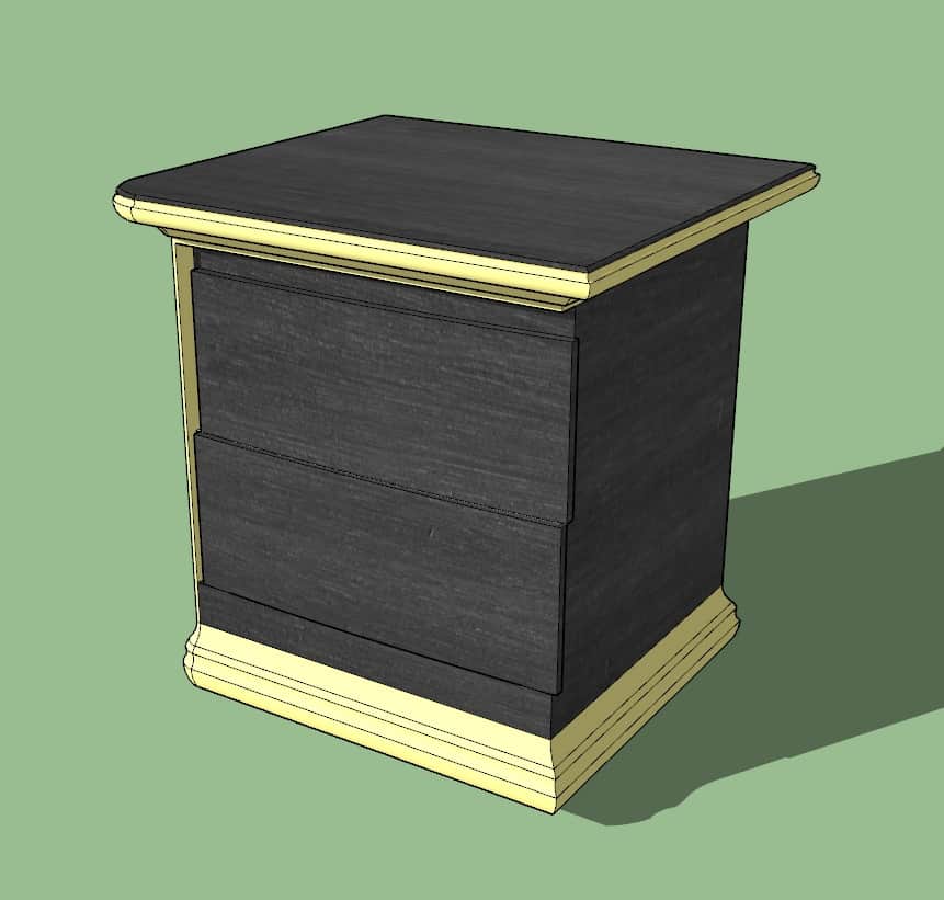 A modern two-drawer nightstand featuring a dark wood-like finish on its main body, contrasted by a l… — free FBX 3D model