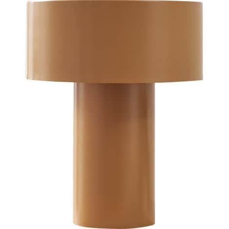 A minimalist cylindrical pedestal table featuring a broad, flat top surface supported by a narrower,… — 3D model