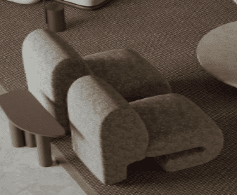 A light gray-green monolithic lounge chair featuring a continuous, sculptural form, appearing to be… — free OBJ 3D model