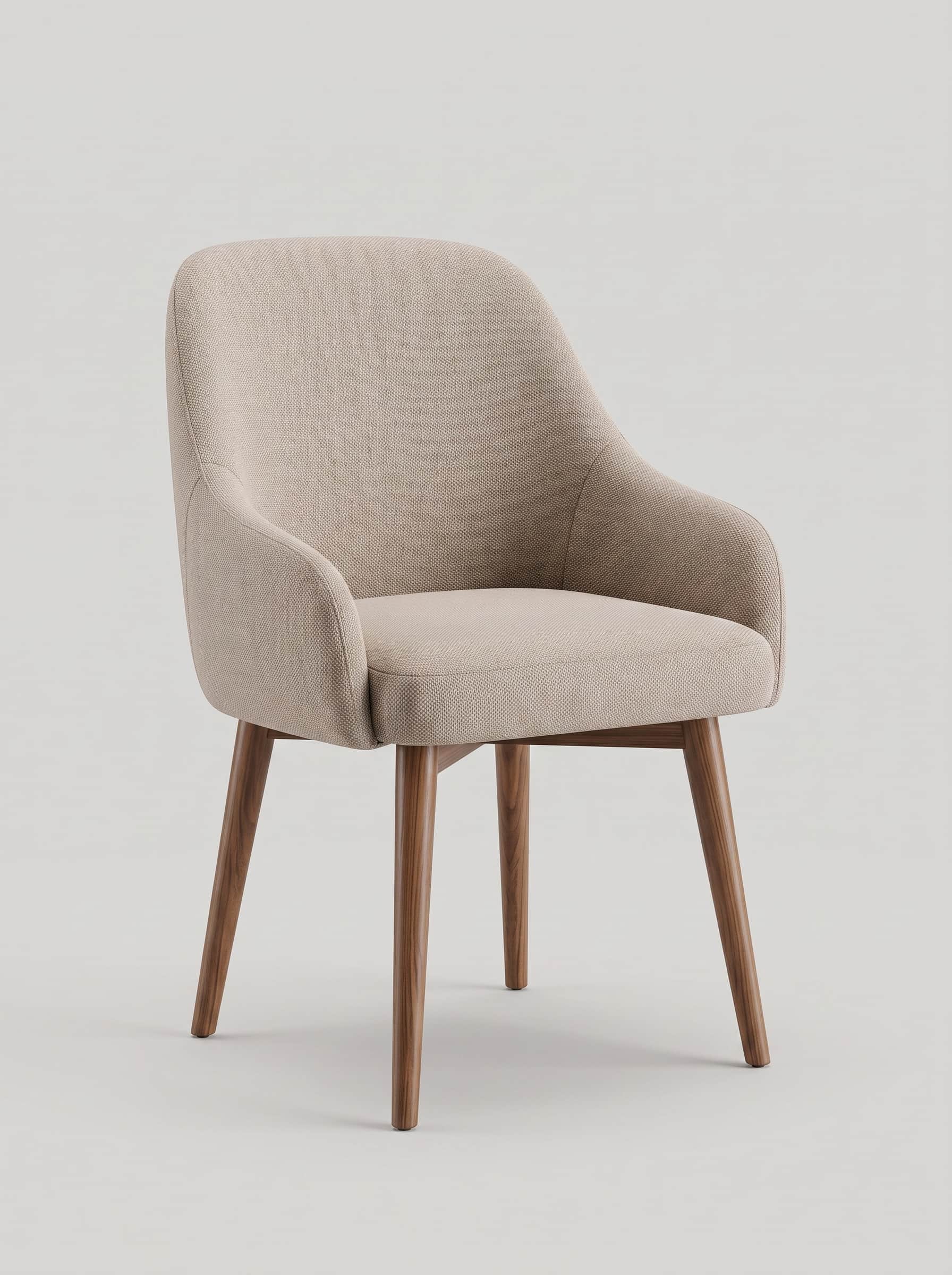 An elegantly designed upholstered armchair featuring a curved backrest and integrated armrests, all… — 3D model