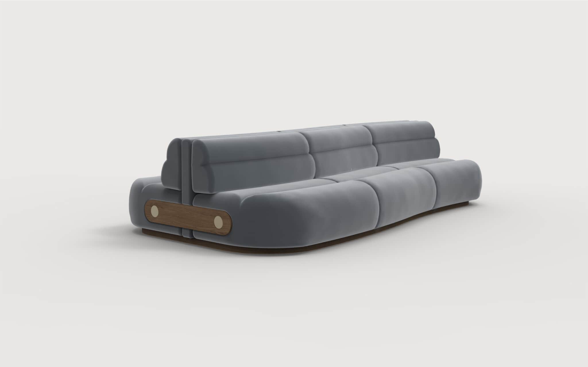 A modern, low-profile sofa with a rounded, modular design. The upholstery appears to be a soft, text… — free OBJ 3D model