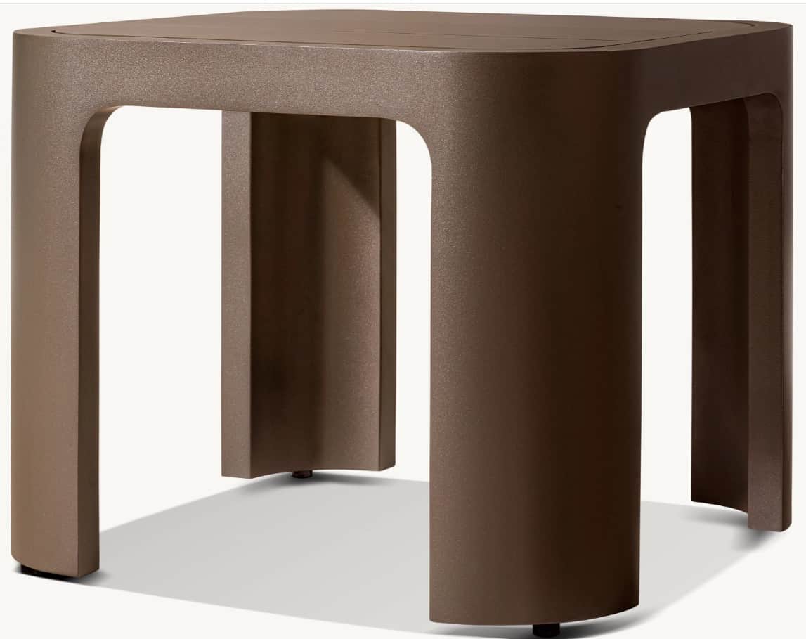 A contemporary side table with a square top and four rounded, hollow legs. The structure features sm… — 3D model