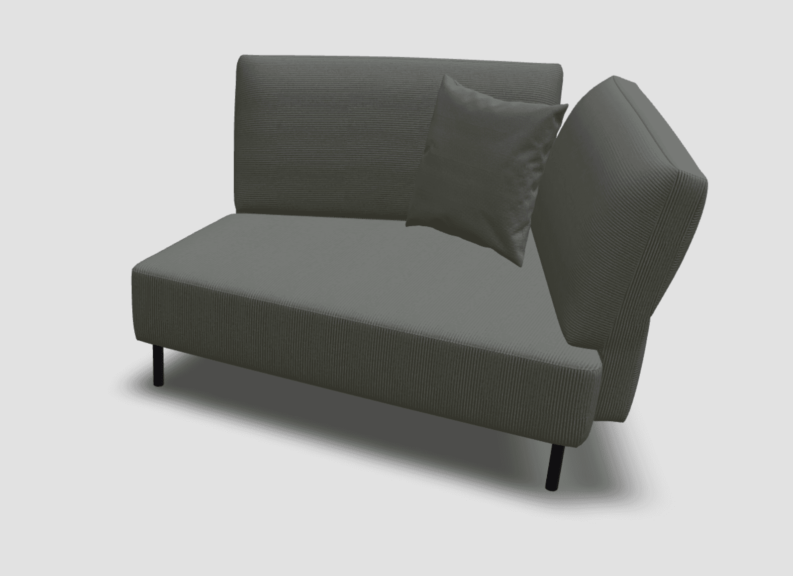 A contemporary modular sofa with a ribbed texture fabric in a charcoal grey color. The sofa features… — free GLB 3D model