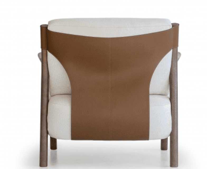 A modern upholstered lounge chair viewed from the back. It features a light-colored fabric on the se… — free STL 3D model