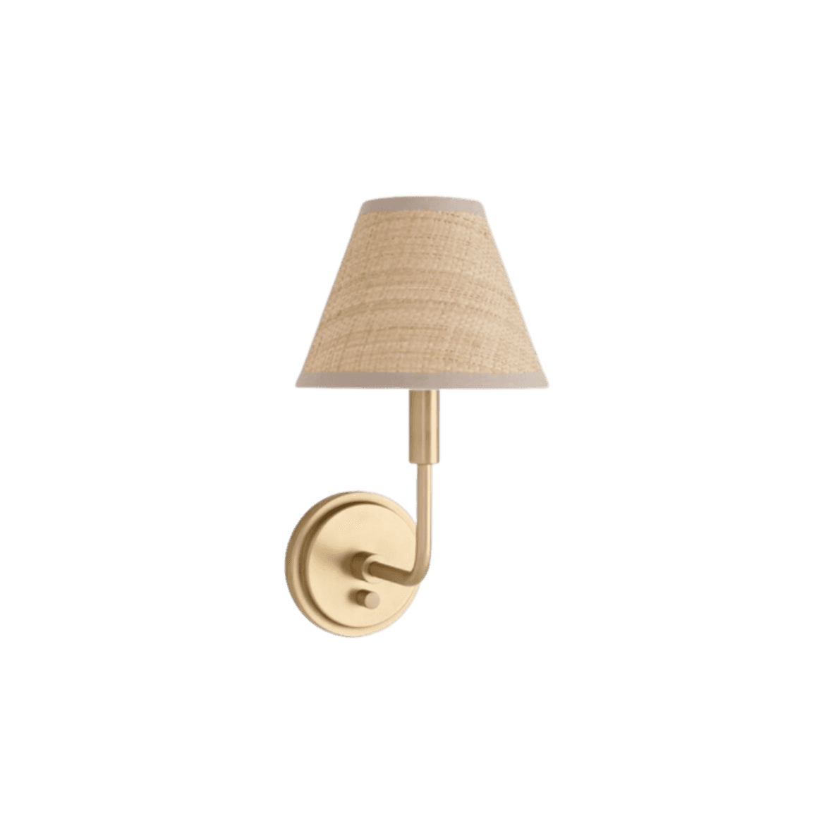 A wall-mounted lamp with a conical lampshade and a curved arm extending from a circular base. The la… — 3D model