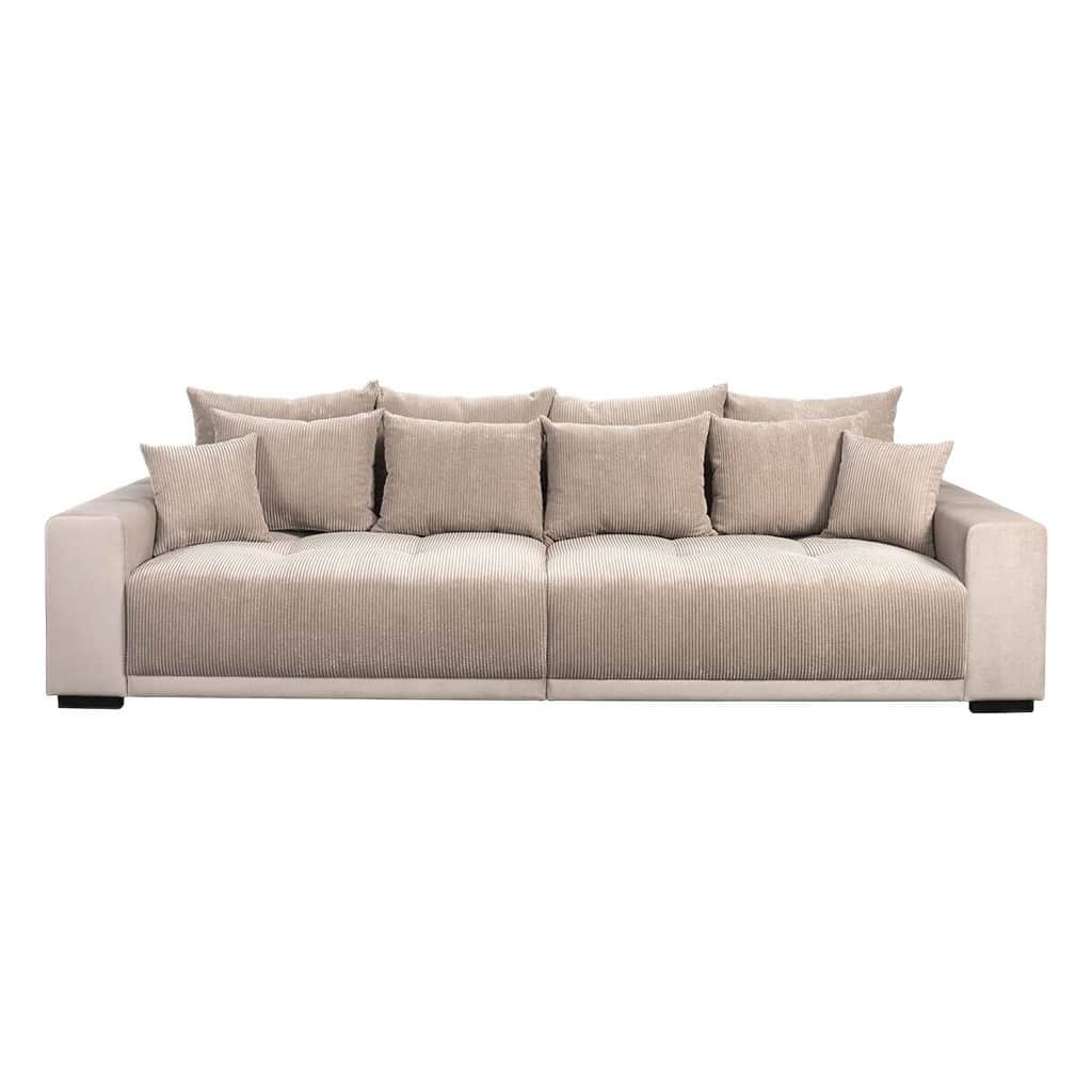 A large, plush contemporary sofa featuring a thick-wale corduroy upholstery in a neutral beige tone.… — 3D model