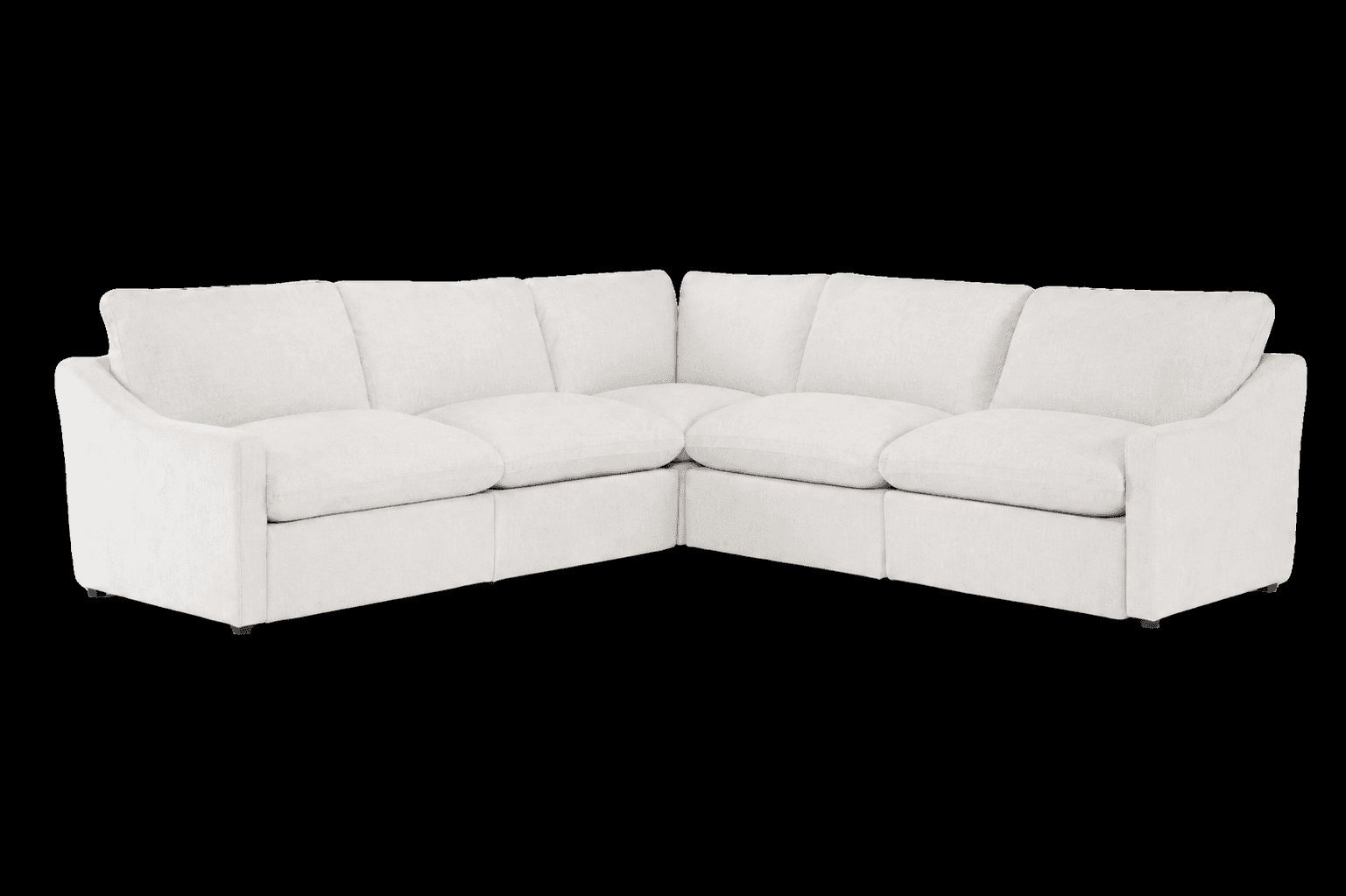 A modern corner sectional sofa upholstered in a light, off-white fabric. The sofa features a low-pro… — free GLTF 3D model