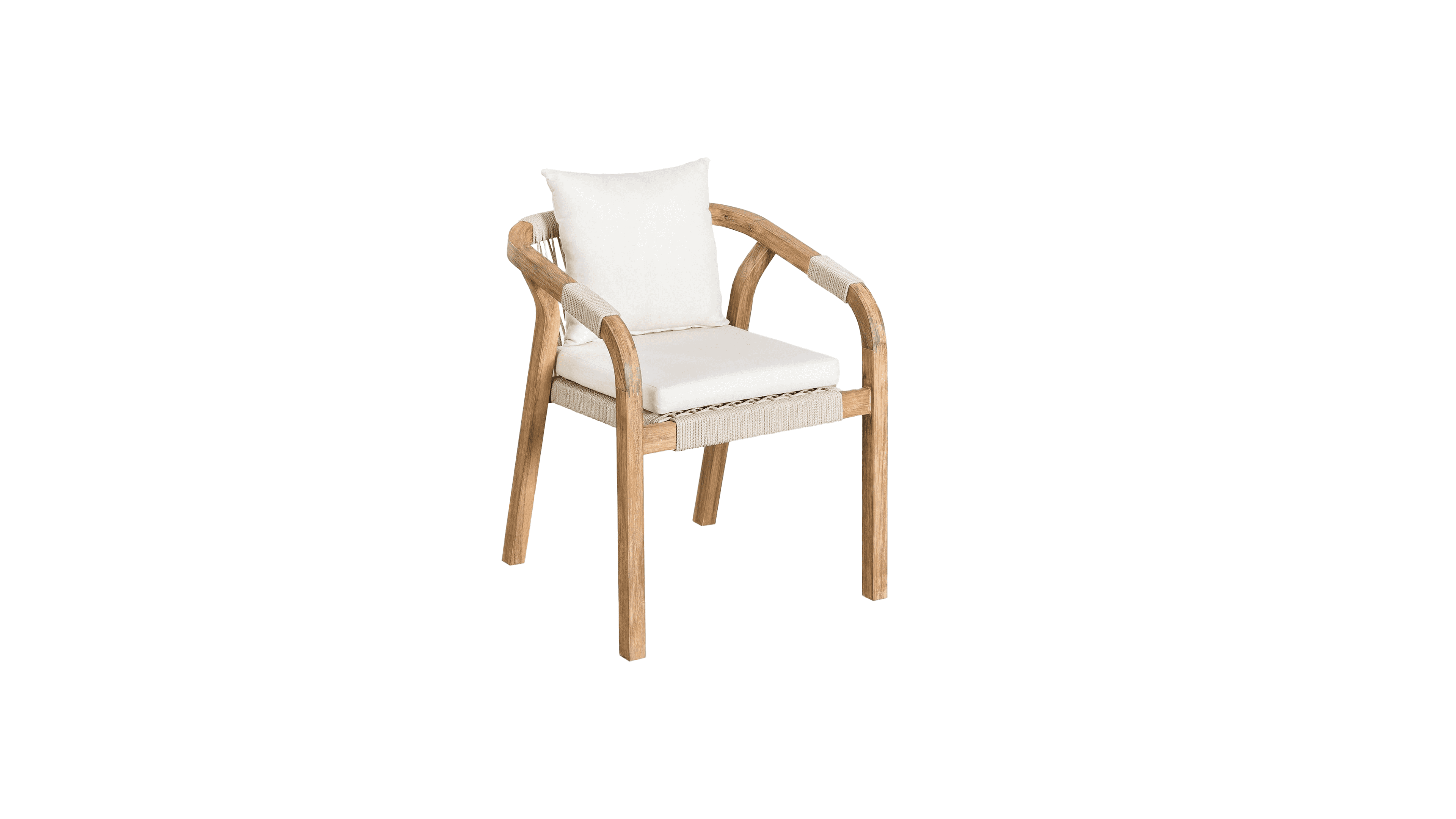 A wooden armchair with a woven seat and back support. It features curved wooden arms and legs, and i… — free GLTF 3D model