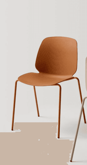 A modern armless chair featuring a single-piece molded seat and back with a fine vertical ribbed tex… — 3D model
