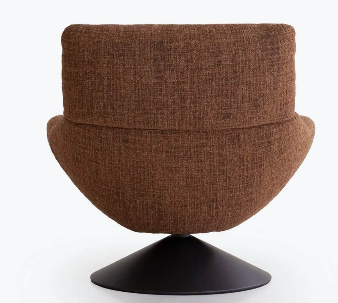 An upholstered lounge chair with a distinct rounded back and seat, supported by a conical swivel bas… — 3D model